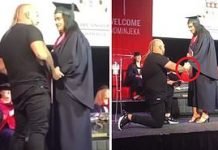 Boyfriend is slammed for ‘stealing his girlfriend’s moment’ in staggering act at her graduation ceremony