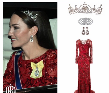 Kate Stuns In A Jenny Packham Gown Teamed With Diamond Earrings And Tiara For Diplomatic Corps Reception