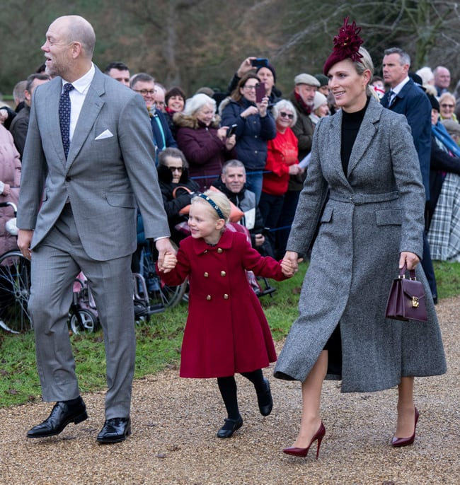 Zara, Mike and Lena looked jolly walking to church