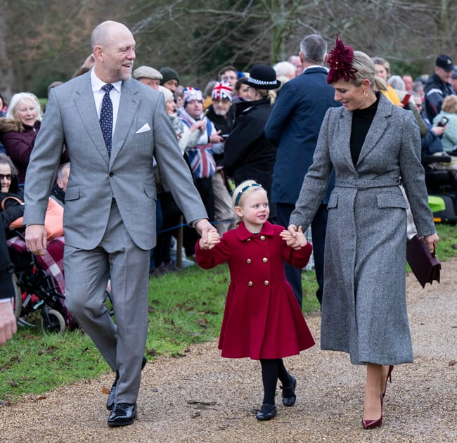 Zara, Mike and Lena looked jolly walking to church