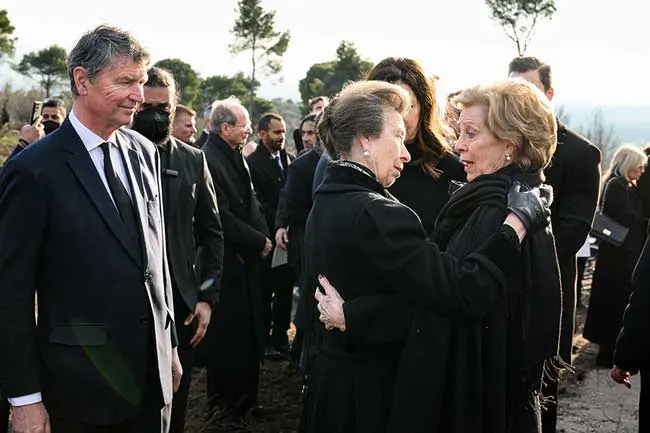 Princess Anne comforted Anne-Marie of Greece at the funeral