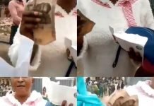 Ogun state residents receiving old Naira notes in envelops with the state governor’s photo on it (video)