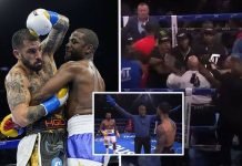 Floyd Mayweather vs John Gotti III fight ends in chaos – bout descends into carnage as dozens storm ring