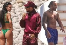 Lewis Hamilton catches the eye of a bikini-clad woman while Shakira looks less than impressed in UK