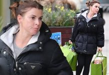 Coleen Rooney wraps up in a £2,400 Prada padded coat as she STOCKS up on the family food shop in Cheshire