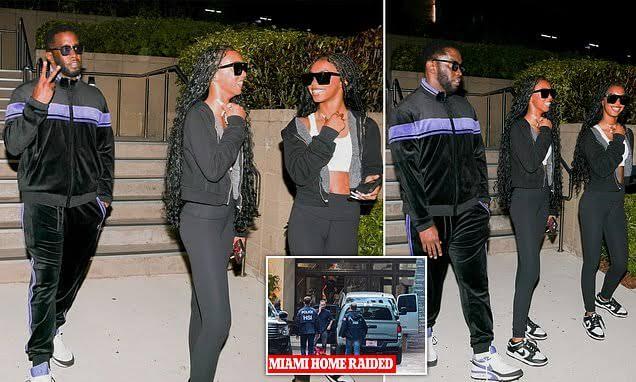 _ Embattled Diddy breaks cover as he hangs out with his twin daughters, and FLASHES peace sign .74747