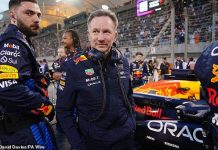 Christian Horner’s ‘sex texts’ ACCUSER is suspended by Red Bull as F1 boss breaks cover in Saudi Arabia without wife Geri Halliwell