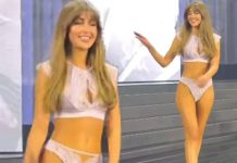 Love Island star Georgia Steel makes her RUNWAY debut as she models a lacy bra