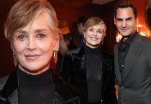 Sharon Stone joins Roger Federer for Oliver Peoples launch following ‘red-hot FEUD’ with Billy Baldwin