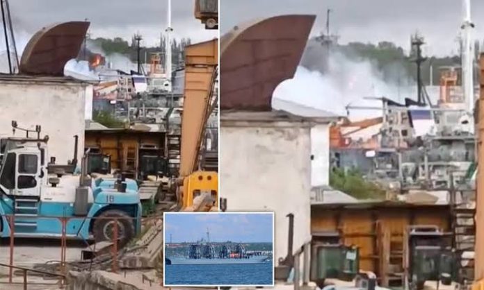 World's oldest active naval warship in Putin's arsenal 'sets ABLAZE' by Ukrainian missile strike 875