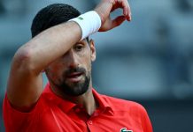 Nova Djokovic FELL to the floor after he was STRUCK ON HEAD by water bottle in Italian Open Opener
