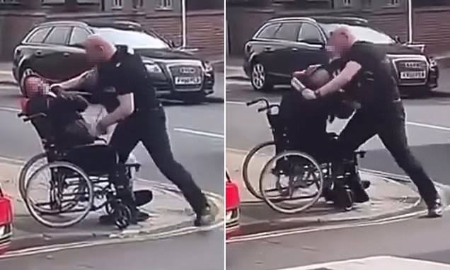 Police to PROBE a uniformed officer after 'he pushed and punched a disabled man with one leg' 41522