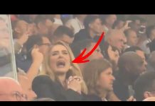 Adele passionately yells ‘SHUT UP!’ to the rowdy England crowd just before Kane’s penalty…fans REACT