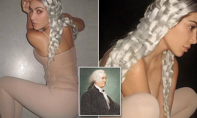 Fans ROAST Kim Kardashian's quirky woven braids as they compare her new look to Thomas Jefferson's wig
