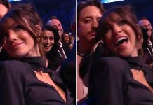 Michelle Keegan is left RED FACED as her co-star flashes behind her live on TV during NTAs