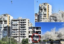 Lebanese tower block crumples AFTER being hit by Israeli rocket: video