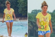 Grammy winner, 59, looks VERY unrecognizable without makeup while on the beach with her husband