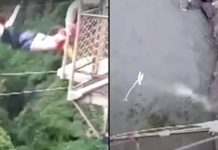 Video: Woman FELL 360ft into crocodile-infested water after her bungee cord snapped