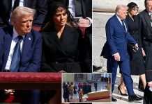 Melania is comforted by Trump as she attends Pope Francis’s funeral on her BIRTHDAY