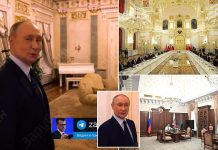 HAVE YOU SEEN Putin’s private wall: The despot gives tour of his gilded Kremlin apartment for the first time