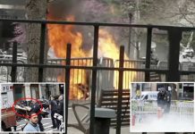 Man set himself, his wife who was holding their child ON FIRE