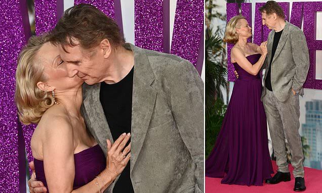 _ Pamela Anderson and Liam Neeson LOVED UP at London premiere for their new film The Naked Gun 737373
