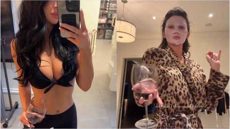 Kylie Jenner REVEALS cleavage and drinks red wine to kick off birthday celebration