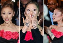 Ariana Grande shows off her 40 hand ‘prison’ tattoos during Paris night out