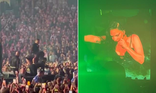Lady Gaga stops her Sydney show mid-song after dancer falls off the stage in horror scenes 838383