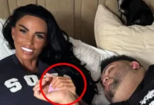 Katie Price REMOVES her wedding ring after husband Lee Andrews fails to come to the UK