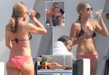 Jennifer Aniston, 57, does AB WORKOUTS as she holidays with boyfriend Jim Curtis and friends on yacht