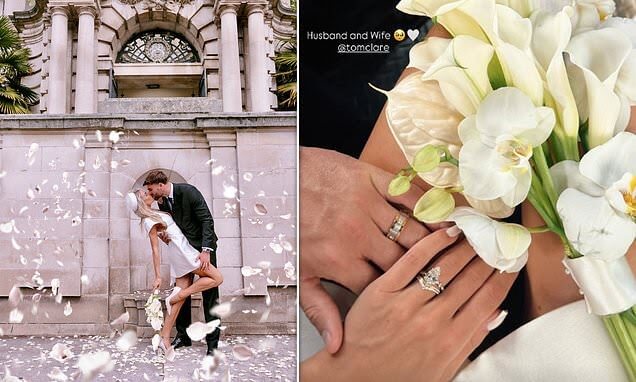 _Molly Smith and Tom Clare are married! Bride stuns in a white minidress 736363