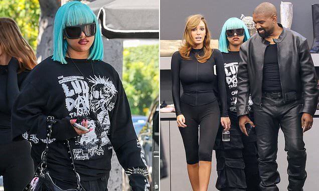 North West, 13, is unrecognizable in new WILD look with dad Kanye and stepmom Bianca Censori ueueu (1)