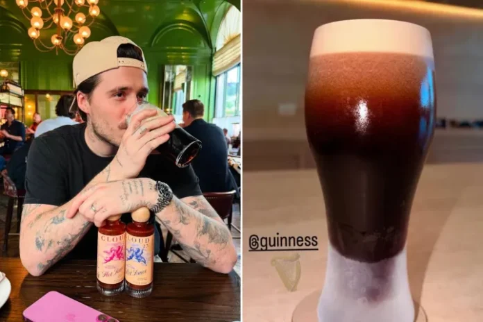 Brooklyn Beckham 'leaves the whole of Ireland weeping' as he sparks Guinness fury with ‘rage bait’ snap of pint ywywwt