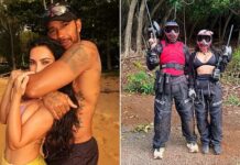Lewis Hamilton cuddles up to bikini-clad girlfriend Kim Kardashian as they go Instagram official
