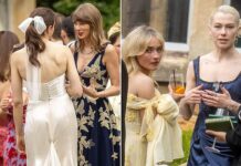 Newlywed Taylor Swift GETS a new haircut and flashes her huge engagement ring at pal’s wedding in UK