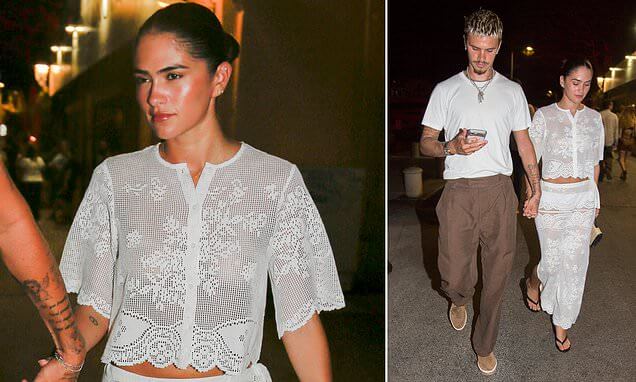 _ Romeo Beckham and Kim Turnbull COZY UP while holding hands on romantic date night in St Tropez 5433
