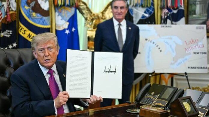 Trump signs order renaming Lake Ontario to Lake America as Canada trade war takes ugly turn