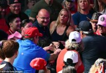 Chaos erupts at Trump rally in as series of protesters disrupt president who STRIKES back