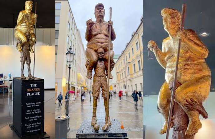 European Parliament unveiled huge naked statue of Donald Trump to risk president's wrath 626262