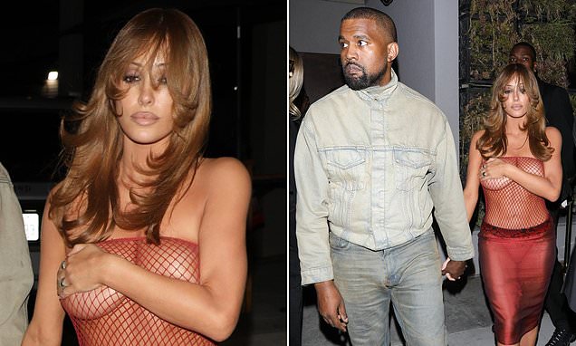 Kanye West's wife Bianca Censori STEPS OUT with braless fishnet top at LA club 5441