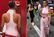 Kim Kardashian makes shock appearance to cheer on boyfriend Lewis Hamilton at the Singapore Grand Prix