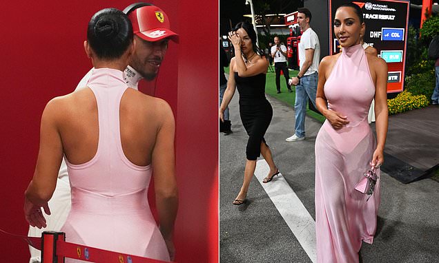 Kim Kardashian makes shock appearance to cheer on boyfriend Lewis Hamilton at the Singapore Grand Prix