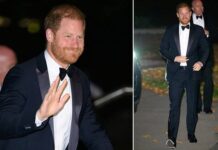 Prince Harry makes surprise appearance at London gala for Ukraine while William backs ball six miles away